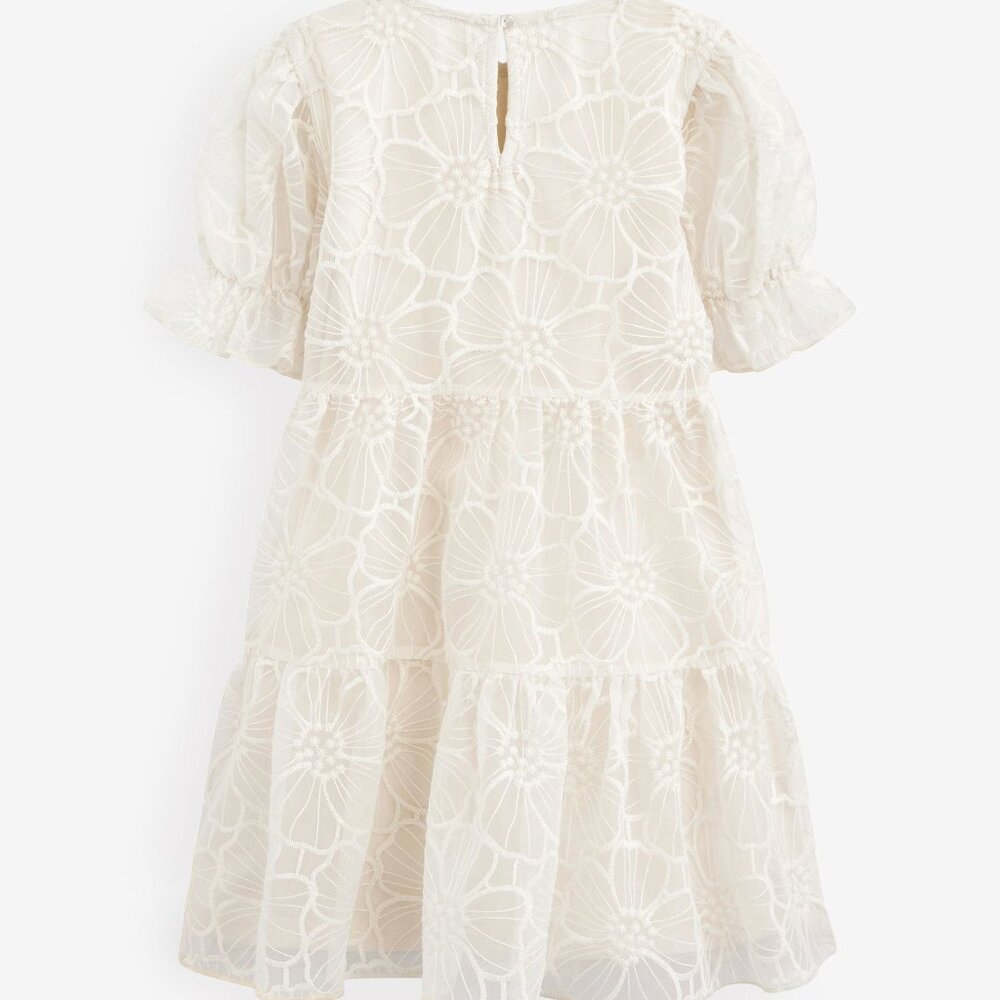 Next Direct England Organza Floral Tiered Party Dress Ivory Ecru Cream 12Y - Picture 2 of 7
